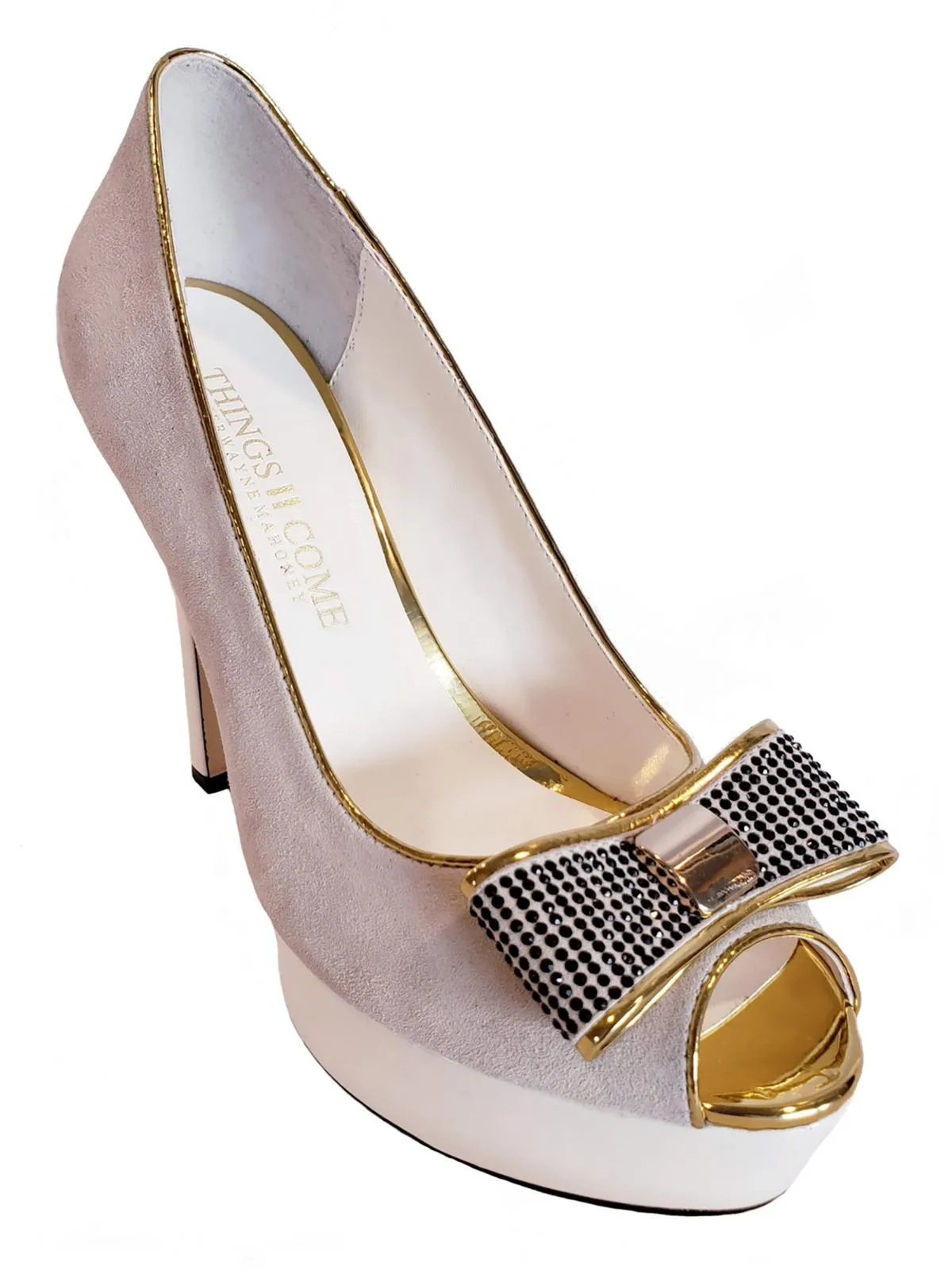 T2CMADISON Womens Faux Suede Embellished Pumps