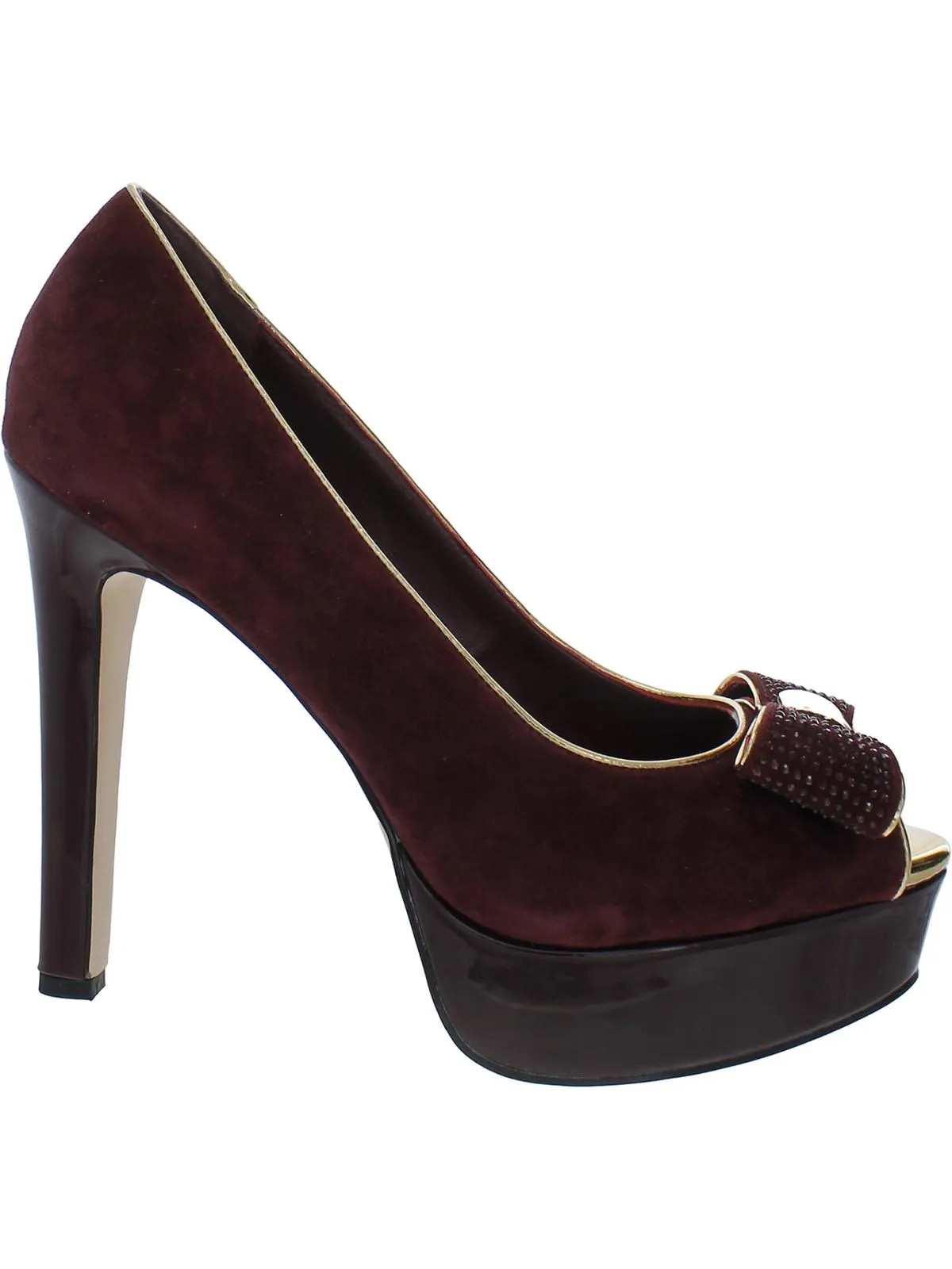 T2CMADISON Womens Faux Suede Embellished Pumps