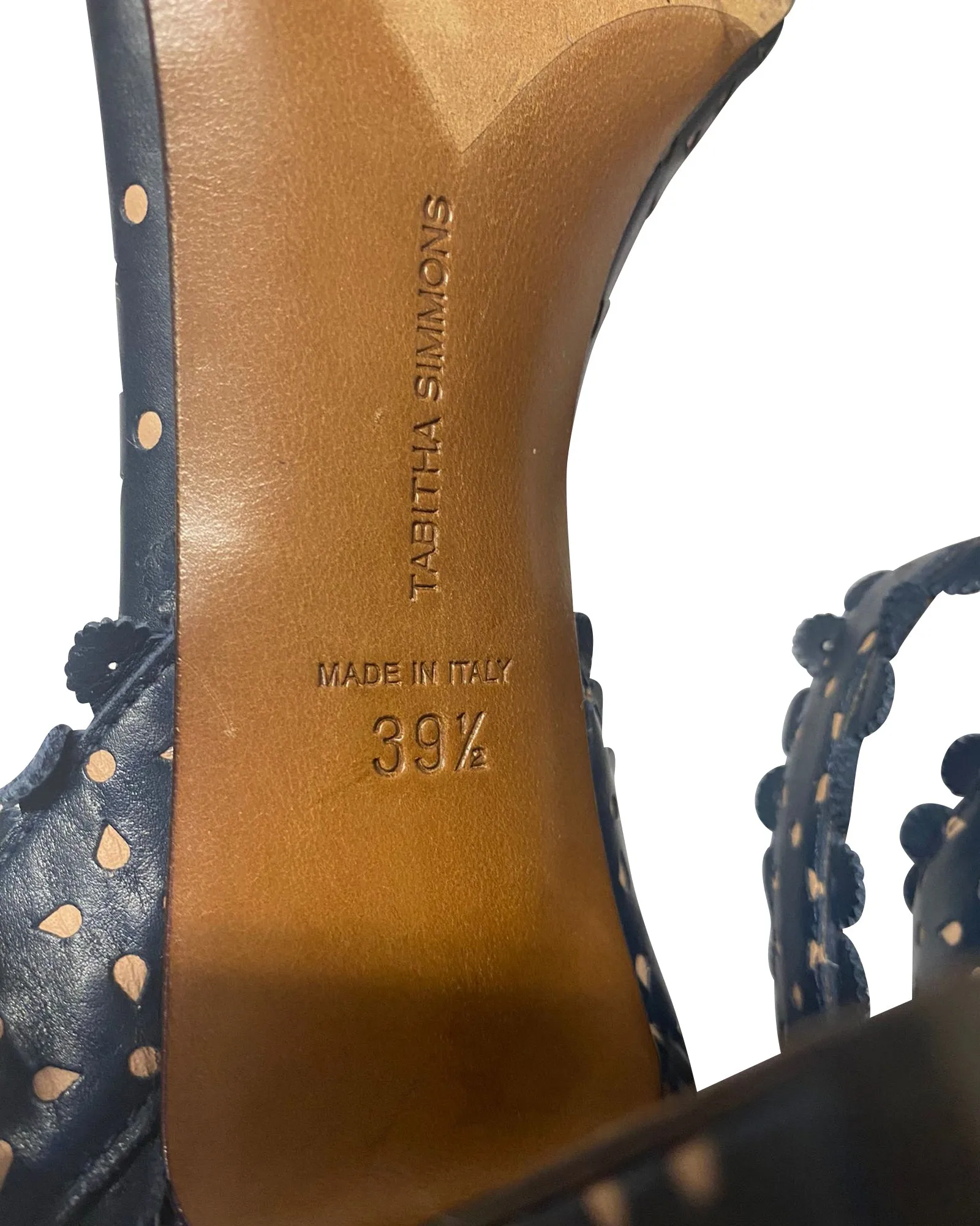 Tabitha Simmons Leticia Perforated Sandals in Blue Calfskin Leather
