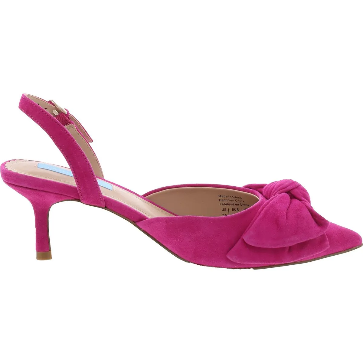 Tess Womens Buckle Suede Slingback Heels