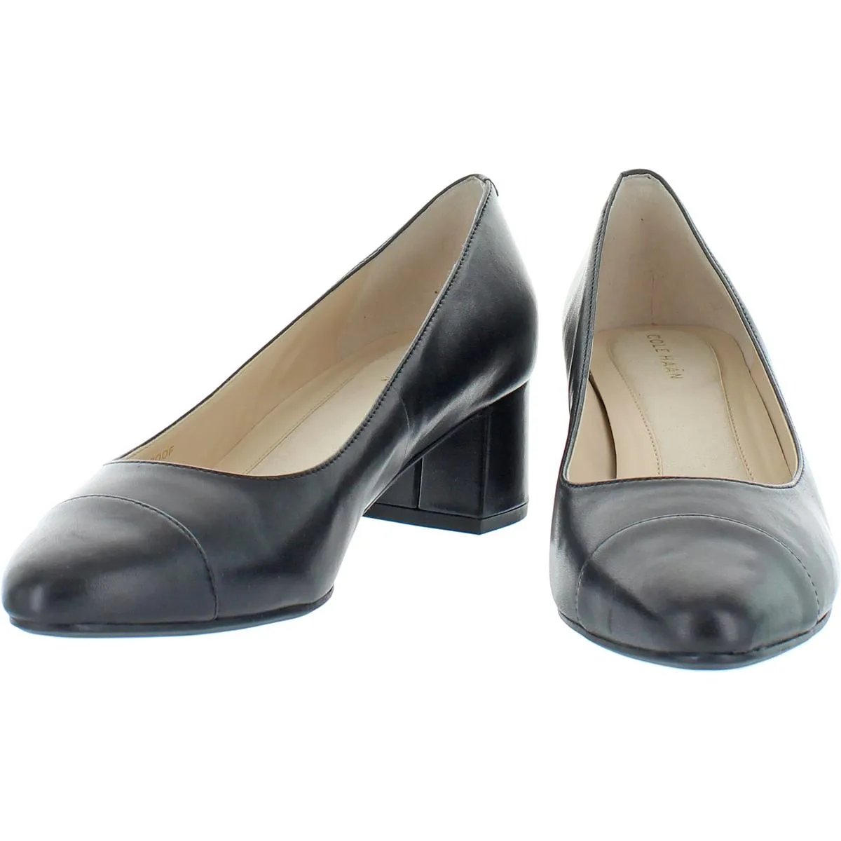 The Go-To Pump Womens Leather Slip-On Block Heels