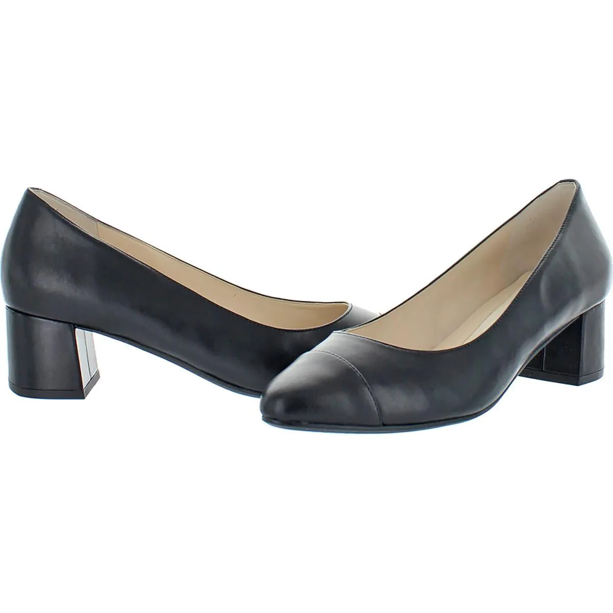 The Go-To Pump Womens Leather Slip-On Block Heels