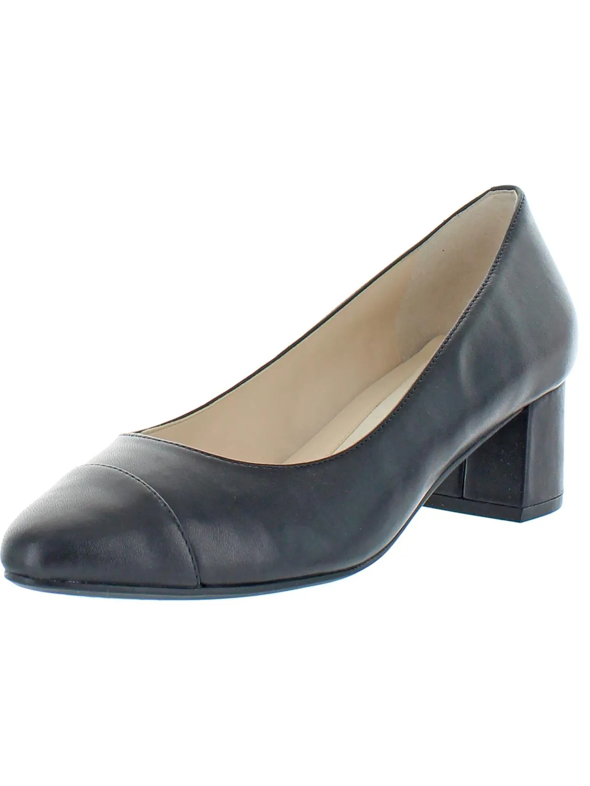 The Go-To Pump Womens Leather Slip-On Block Heels