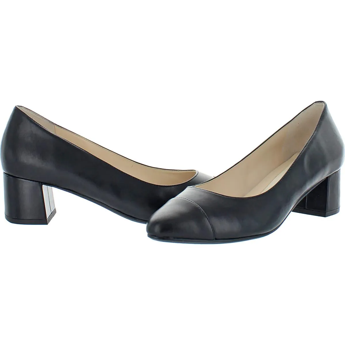The Go-To Pump Womens Leather Slip-On Block Heels