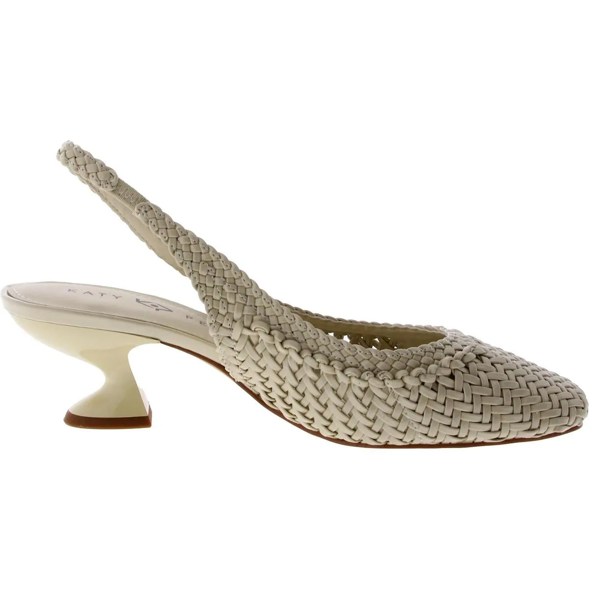 The Laterr Womens Faux Leather Woven Slingback Heels