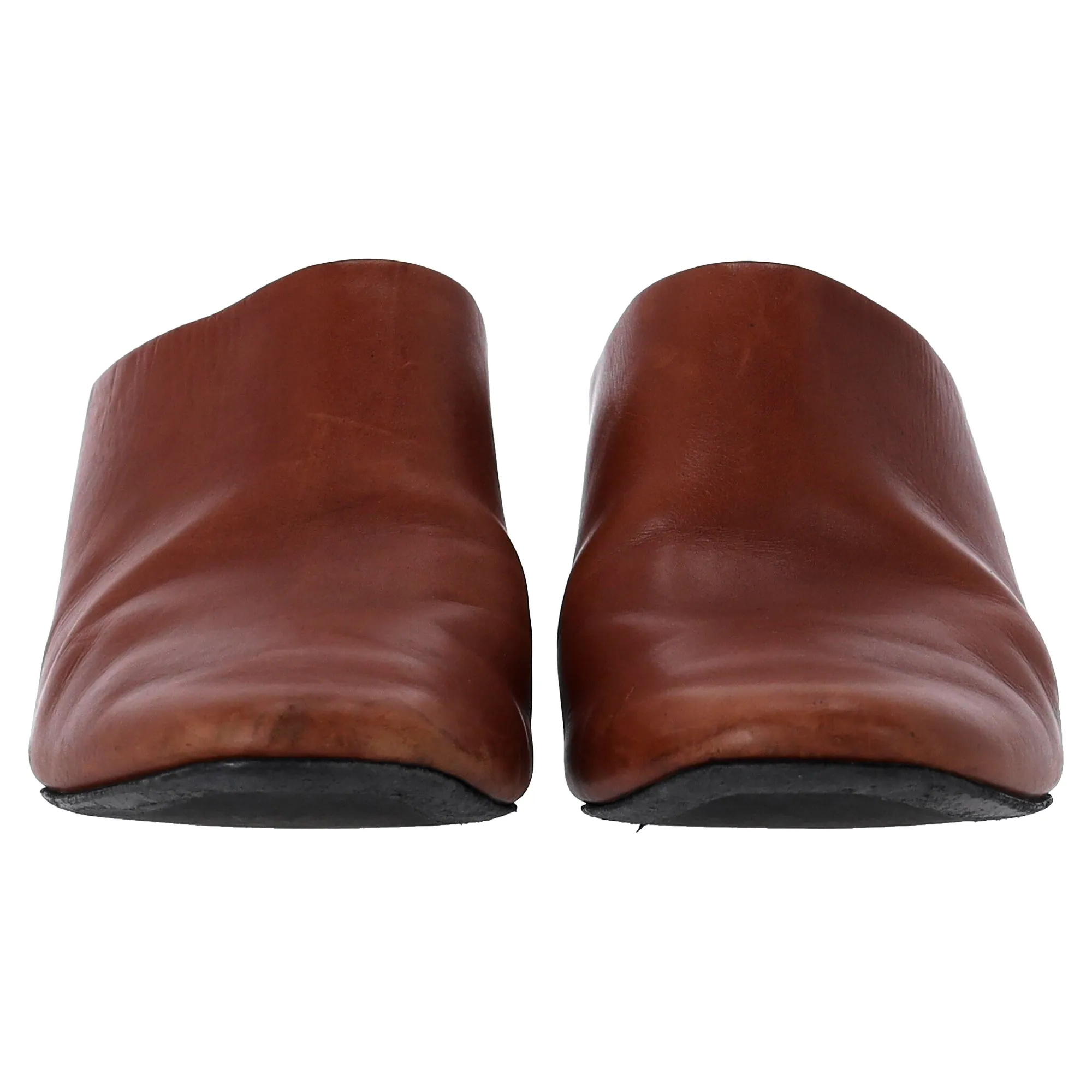 The Row Adela Heeled Mules in Brown Leather