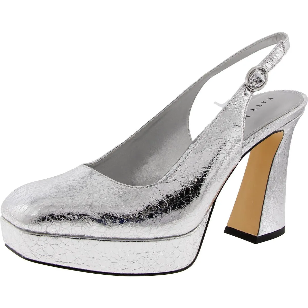 The Square Sling-Back Womens Adjustable Faux Leather Slingback Heels