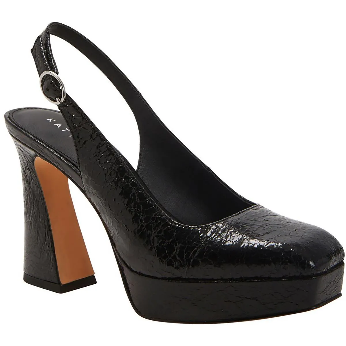 The Square Sling-Back Womens Adjustable Faux Leather Slingback Heels