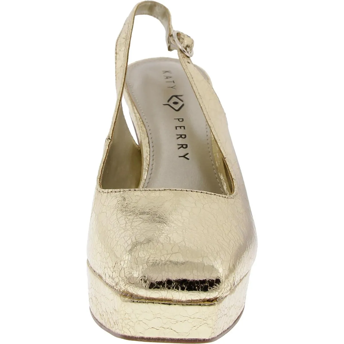 The Square Sling-Back Womens Adjustable Faux Leather Slingback Heels