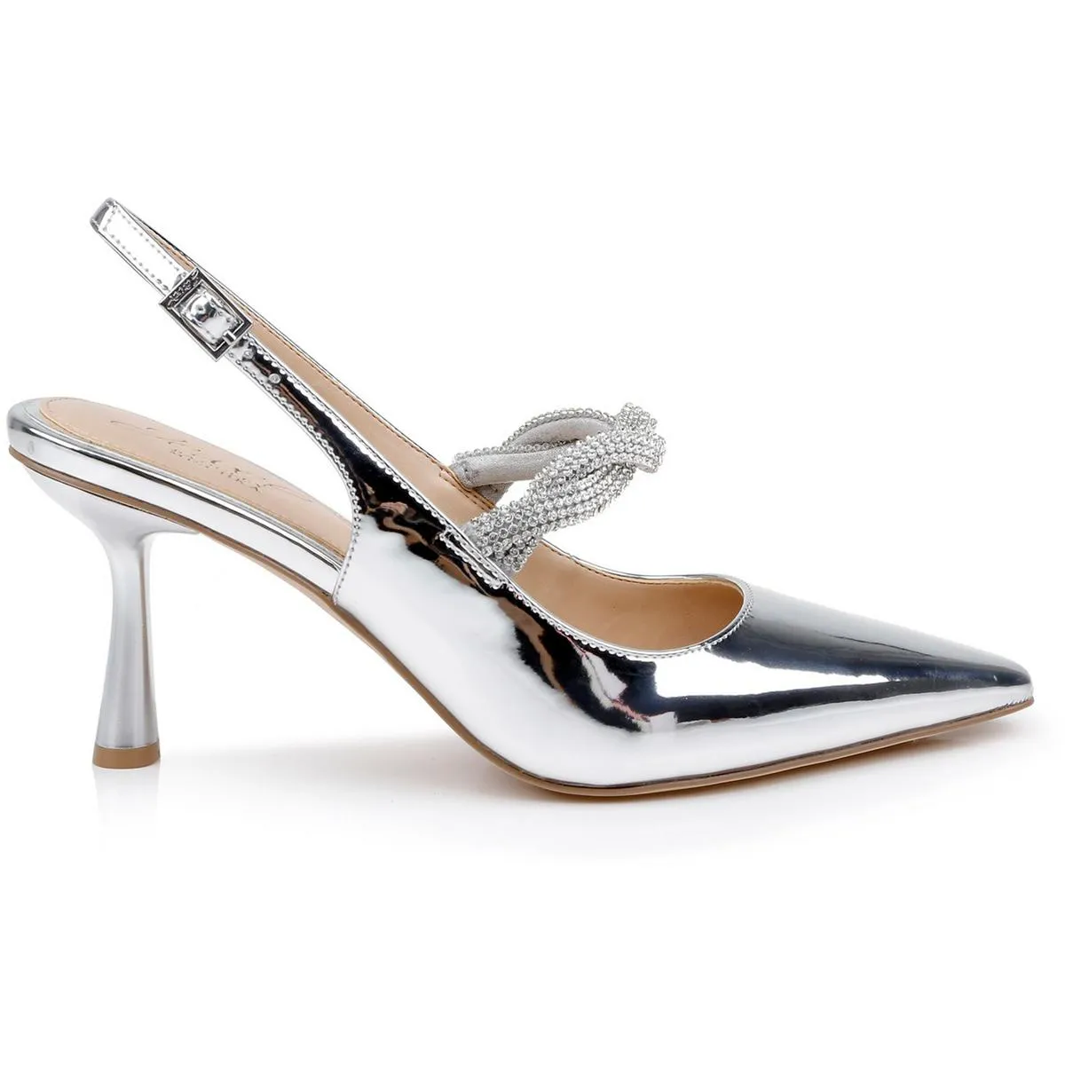 TIERNEYSILDIS` Womens Jeweled Manmade Slingback Heels