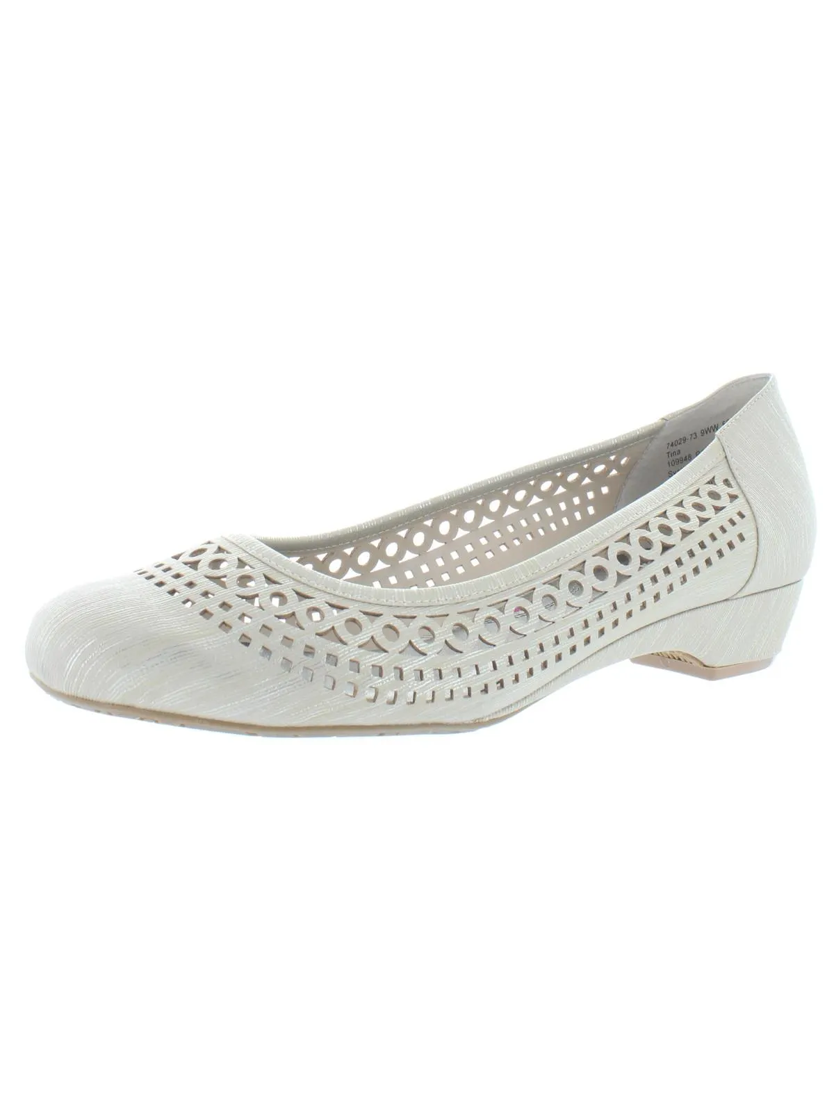 Tina Womens Slip On Laser Cut Kitten Heels