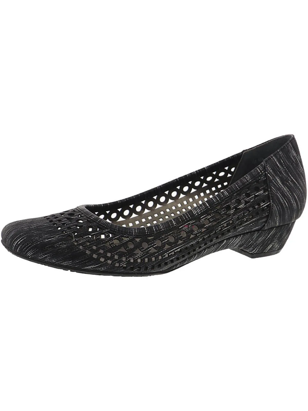 Tina Womens Slip On Laser Cut Kitten Heels
