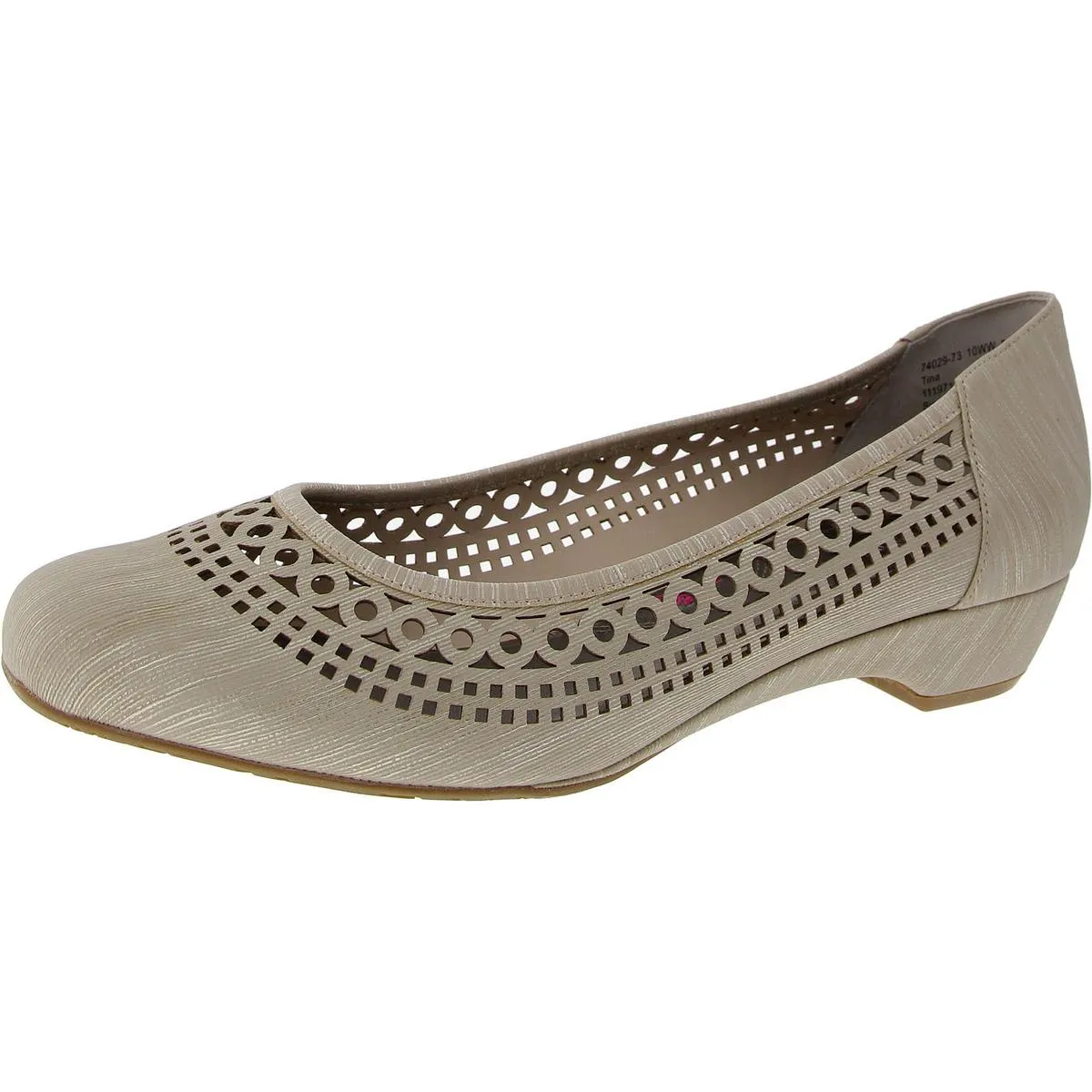 Tina Womens Slip On Laser Cut Kitten Heels