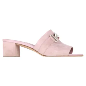 Tod's Double T Buckle Slide Sandals in Pink Suede