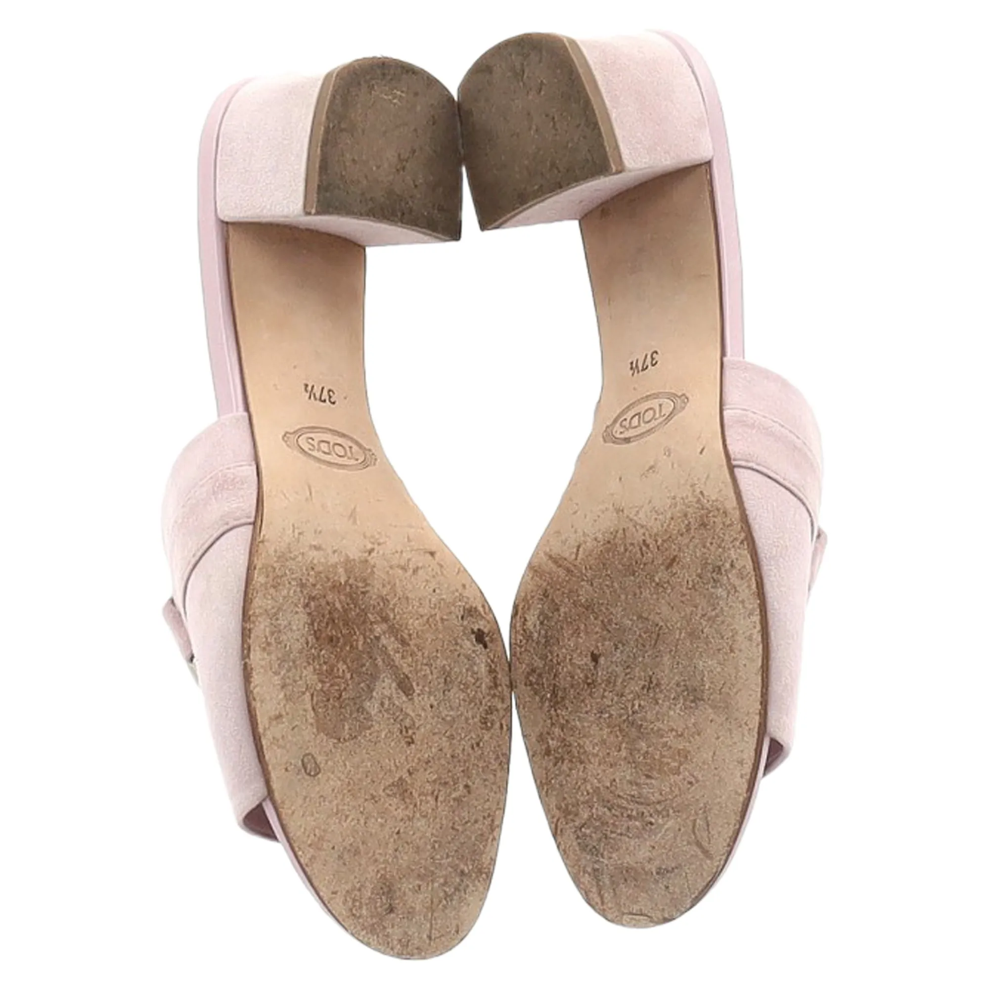Tod's Double T Buckle Slide Sandals in Pink Suede