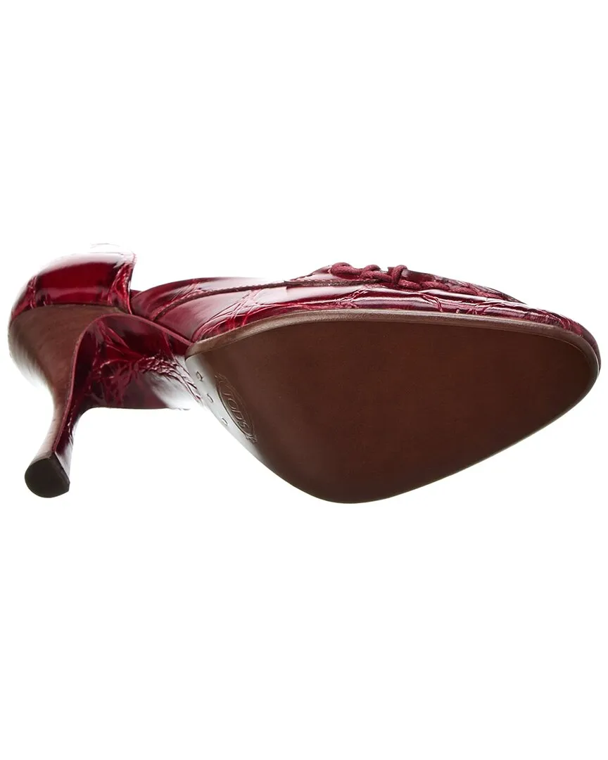 TODs Embossed Leather Pump