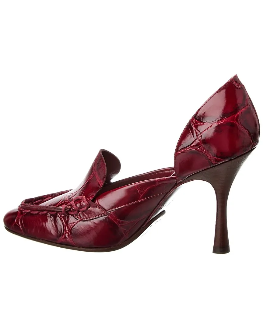 TODs Embossed Leather Pump