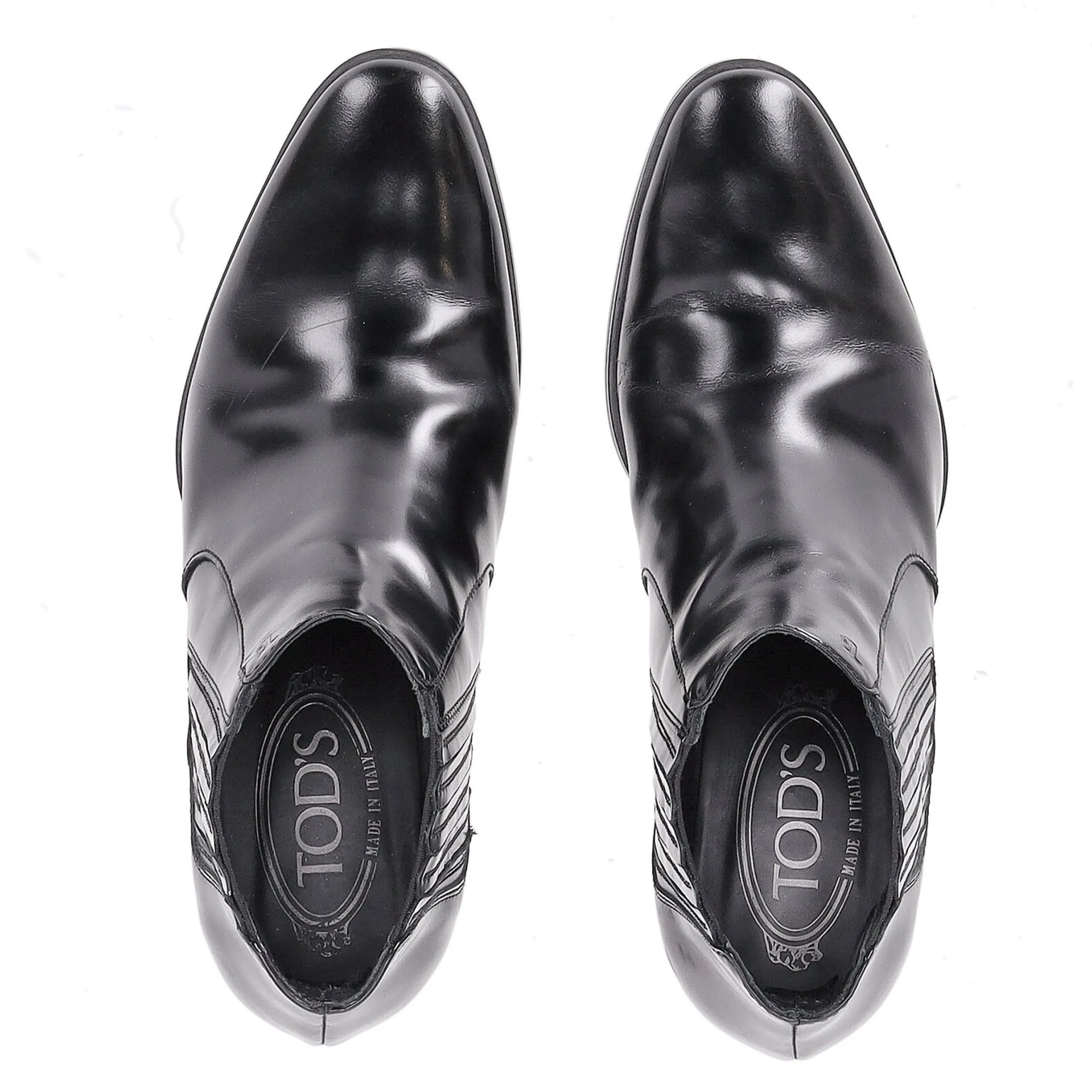 Tod's Glossed Ankle Boots in Black Leather