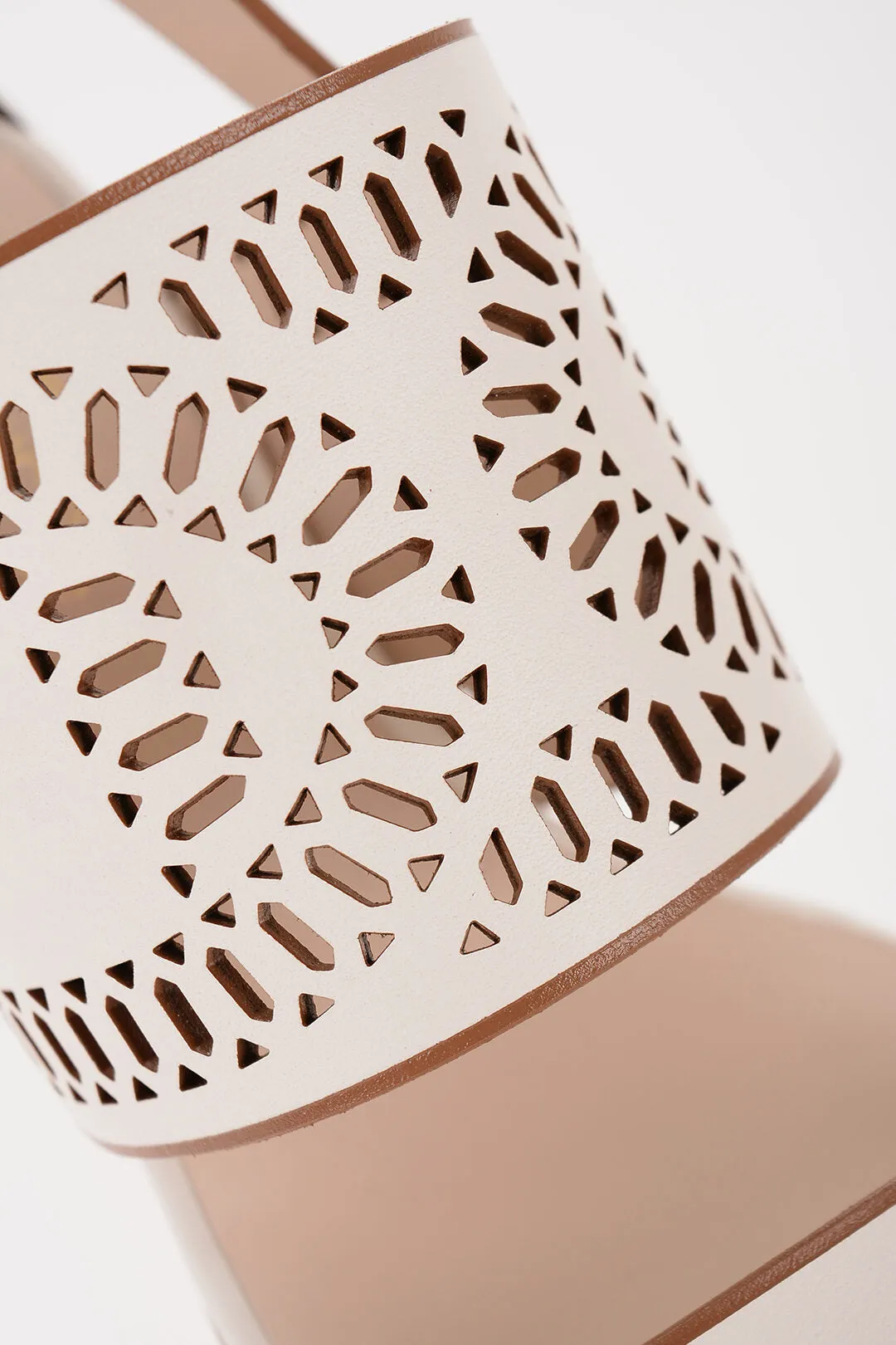 Tod's Laser Cut Leather Sandals With Wooden Heel 5,5Cm