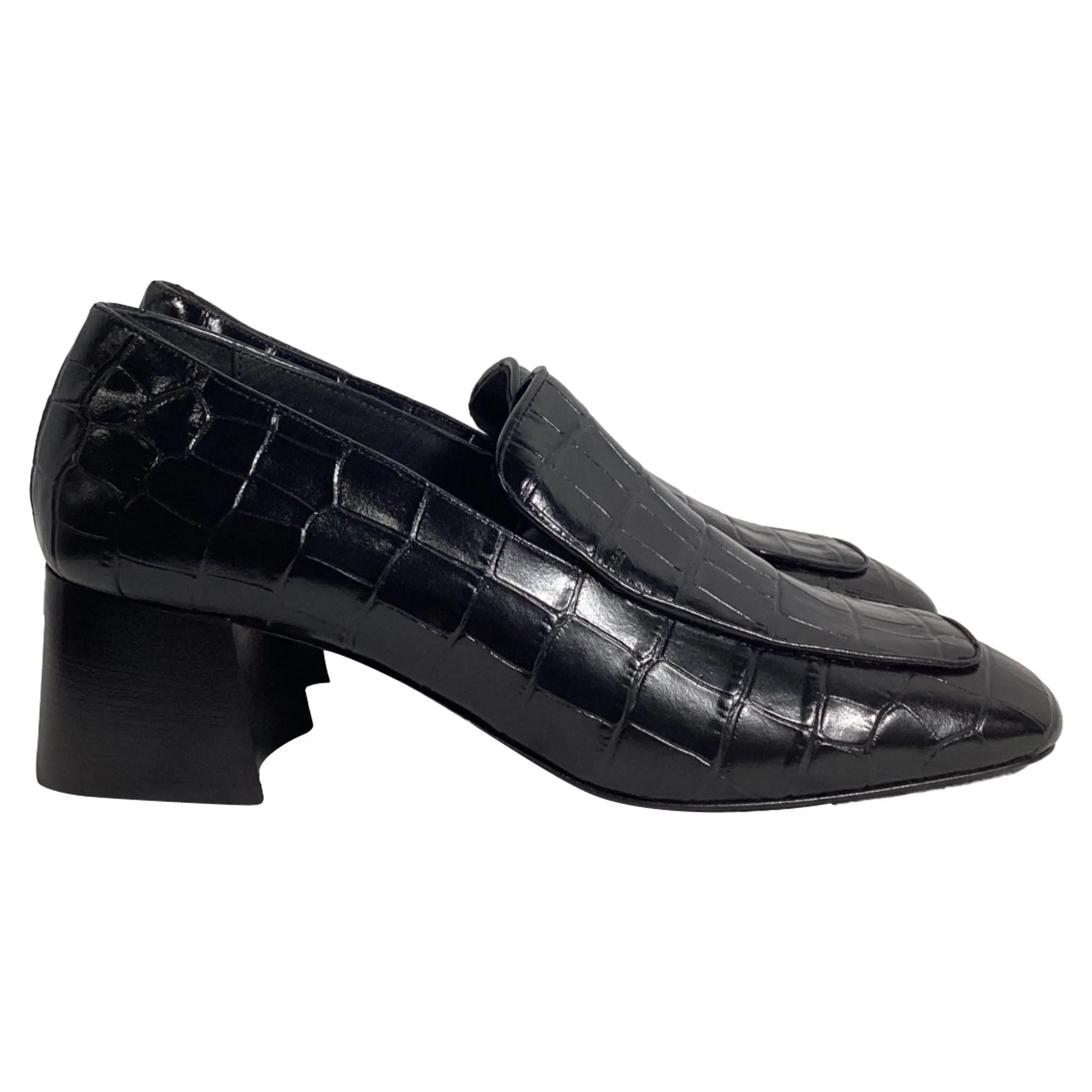 Totme The Block-Heel 55mm Loafers in Black Leather