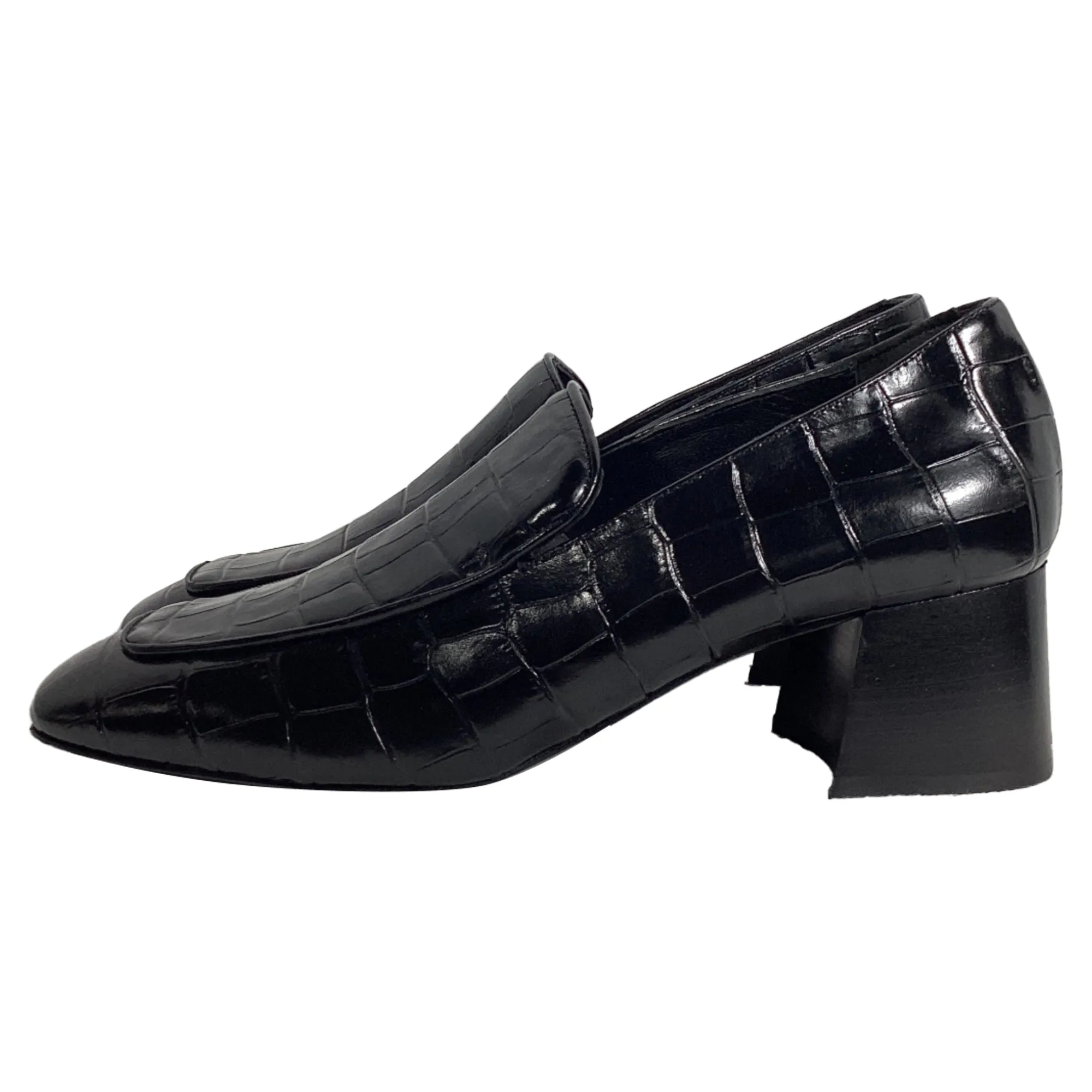 Totme The Block-Heel 55mm Loafers in Black Leather