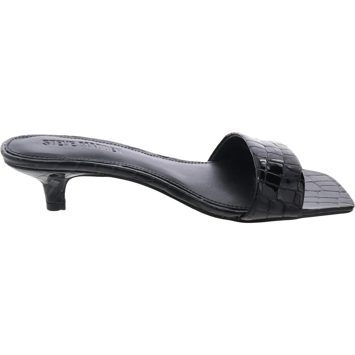 Trinity Womens Embossed Leather Kitten Heels