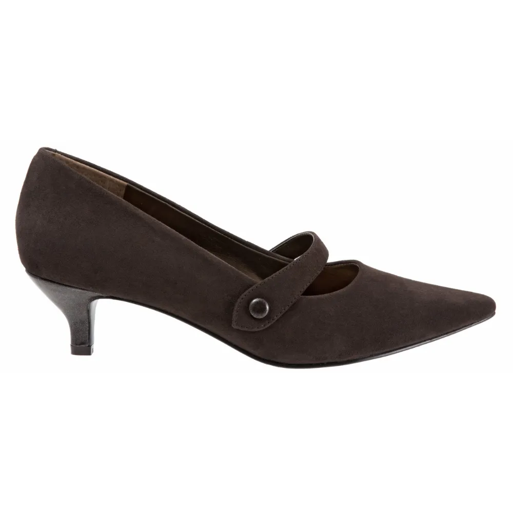 Trotters Petra Dark Brown Suede Heel (Women's)