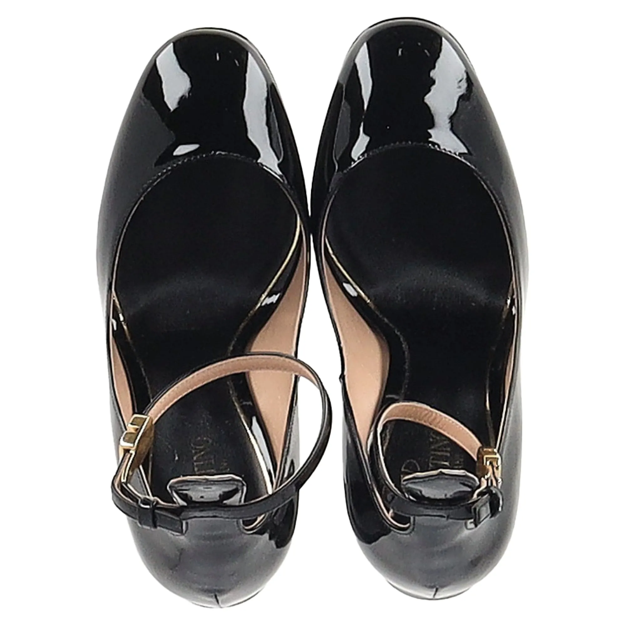 Valentino Tan-Go Platform Pumps in Black Patent Leather