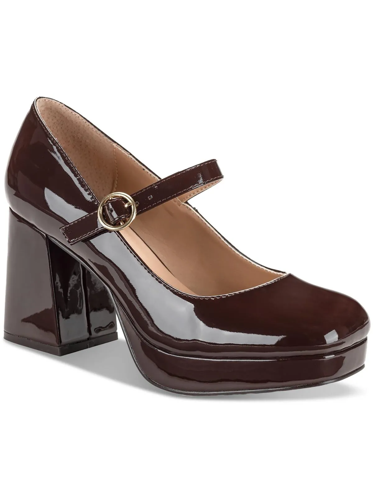 Vaneciaa Womens Round Toe Slip On Mary Jane Heels