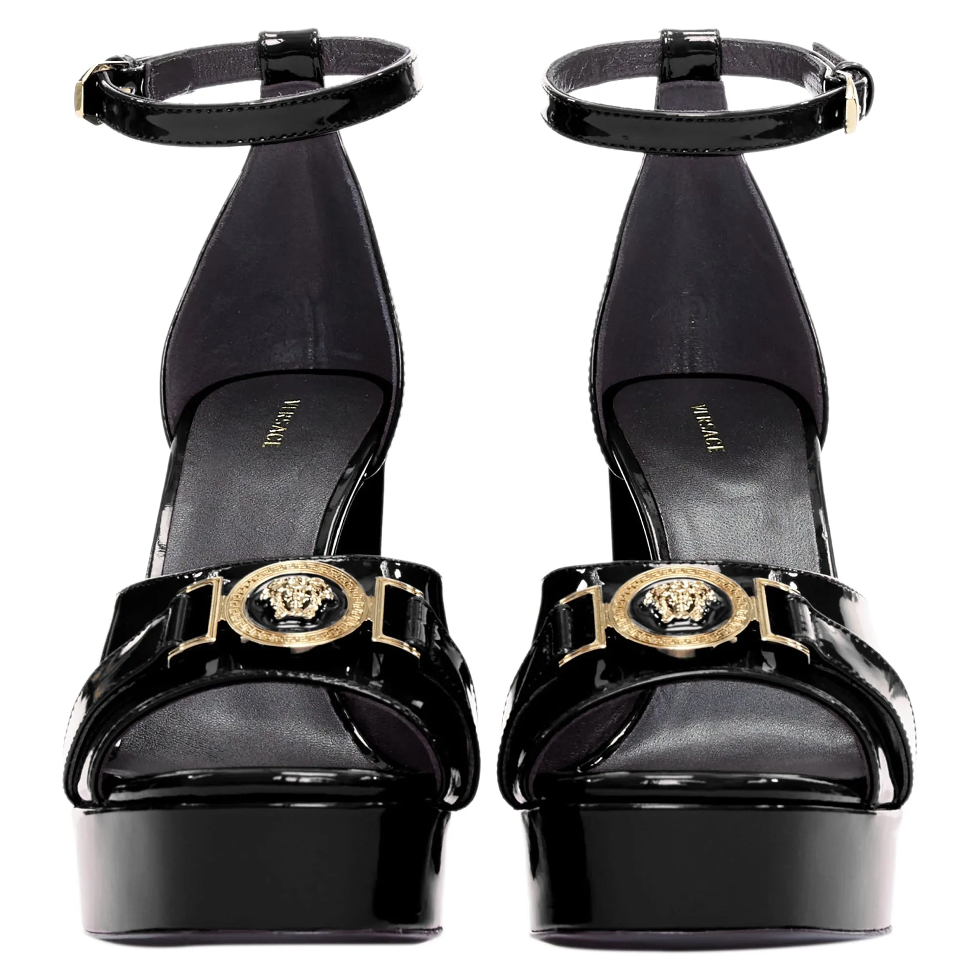 Versace Anthem Maryjane Calf Leather Double Buckle Platform Brogue