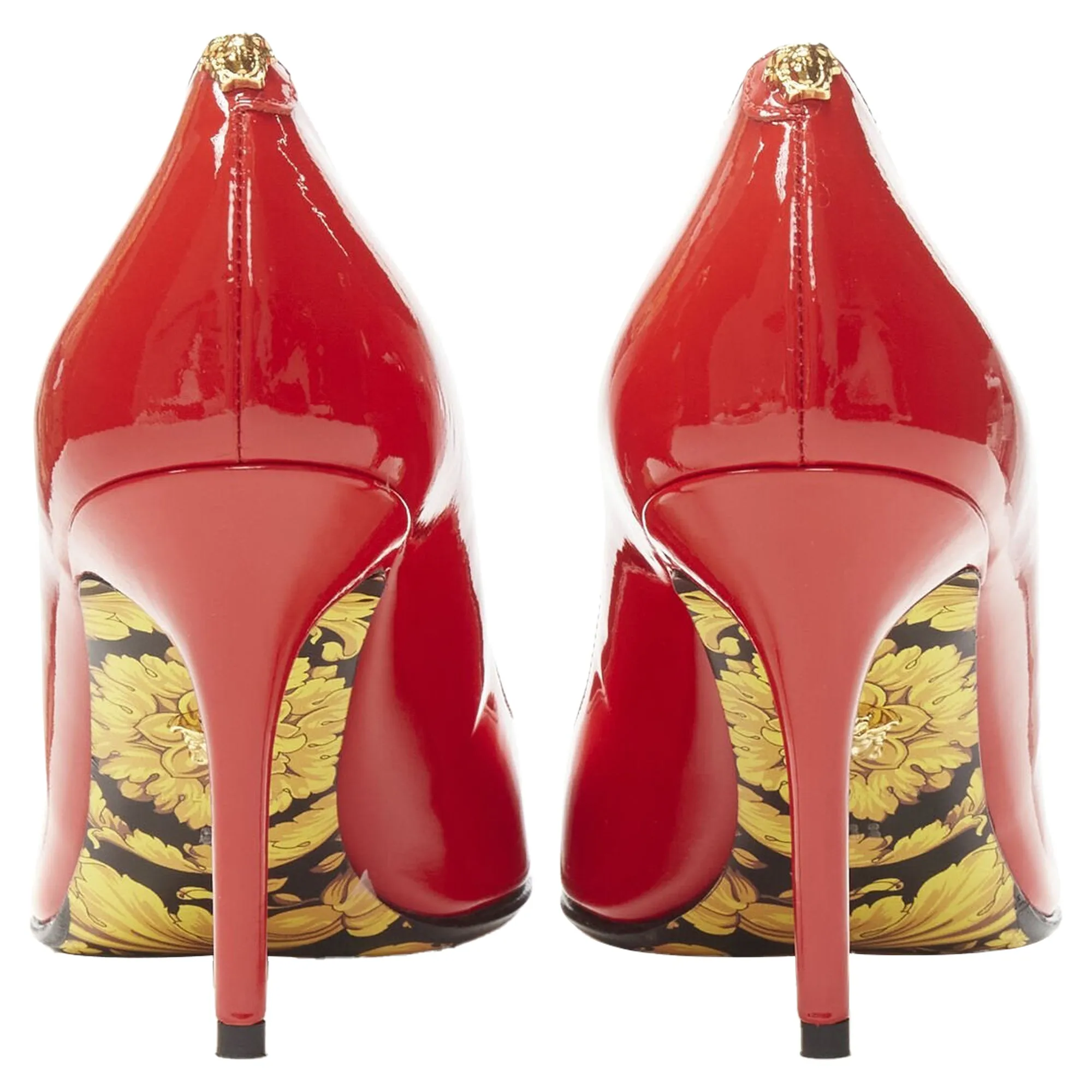 Versace Hibiscus Barocco Gold Sole Medusa Stud Pump