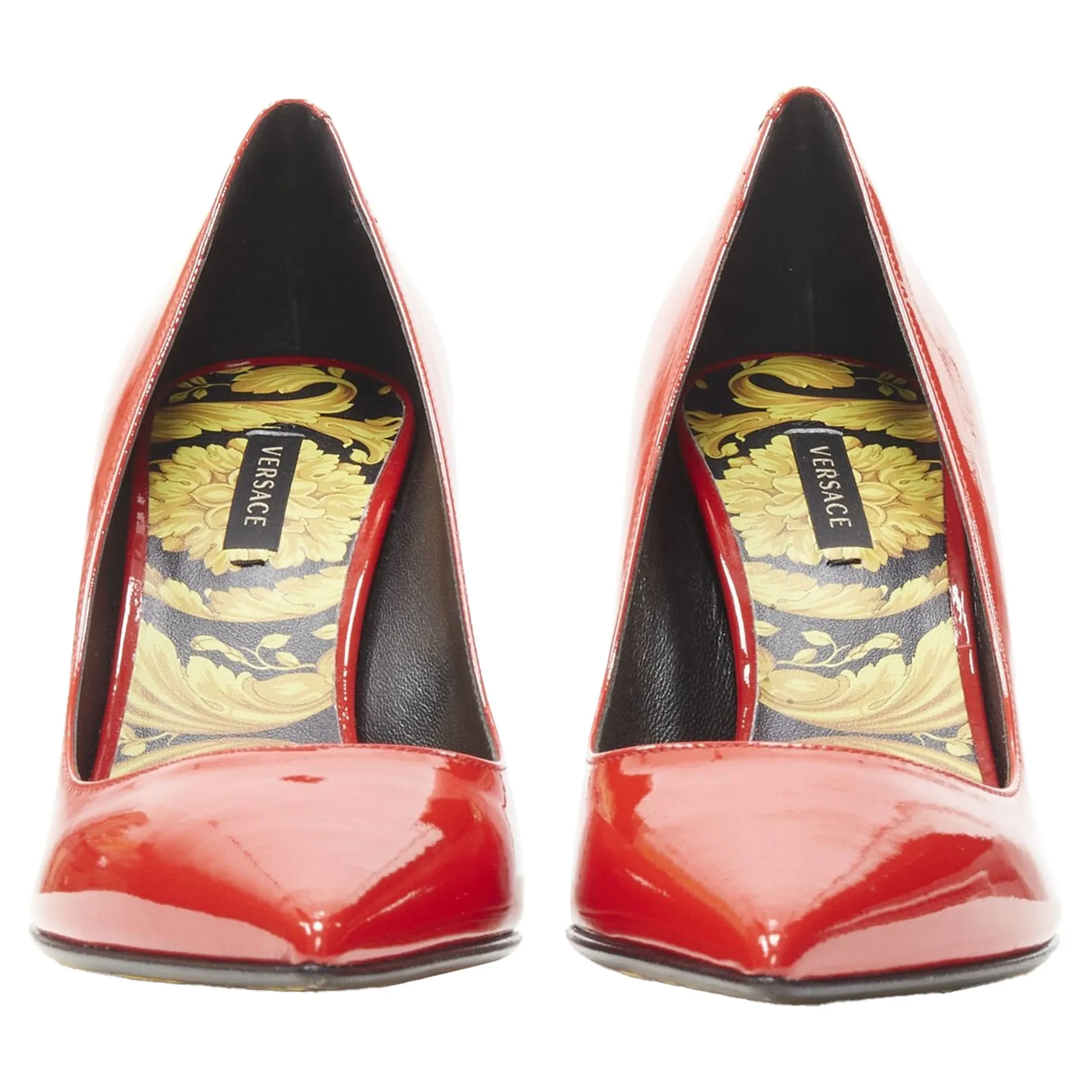 Versace Hibiscus Barocco Gold Sole Medusa Stud Pump