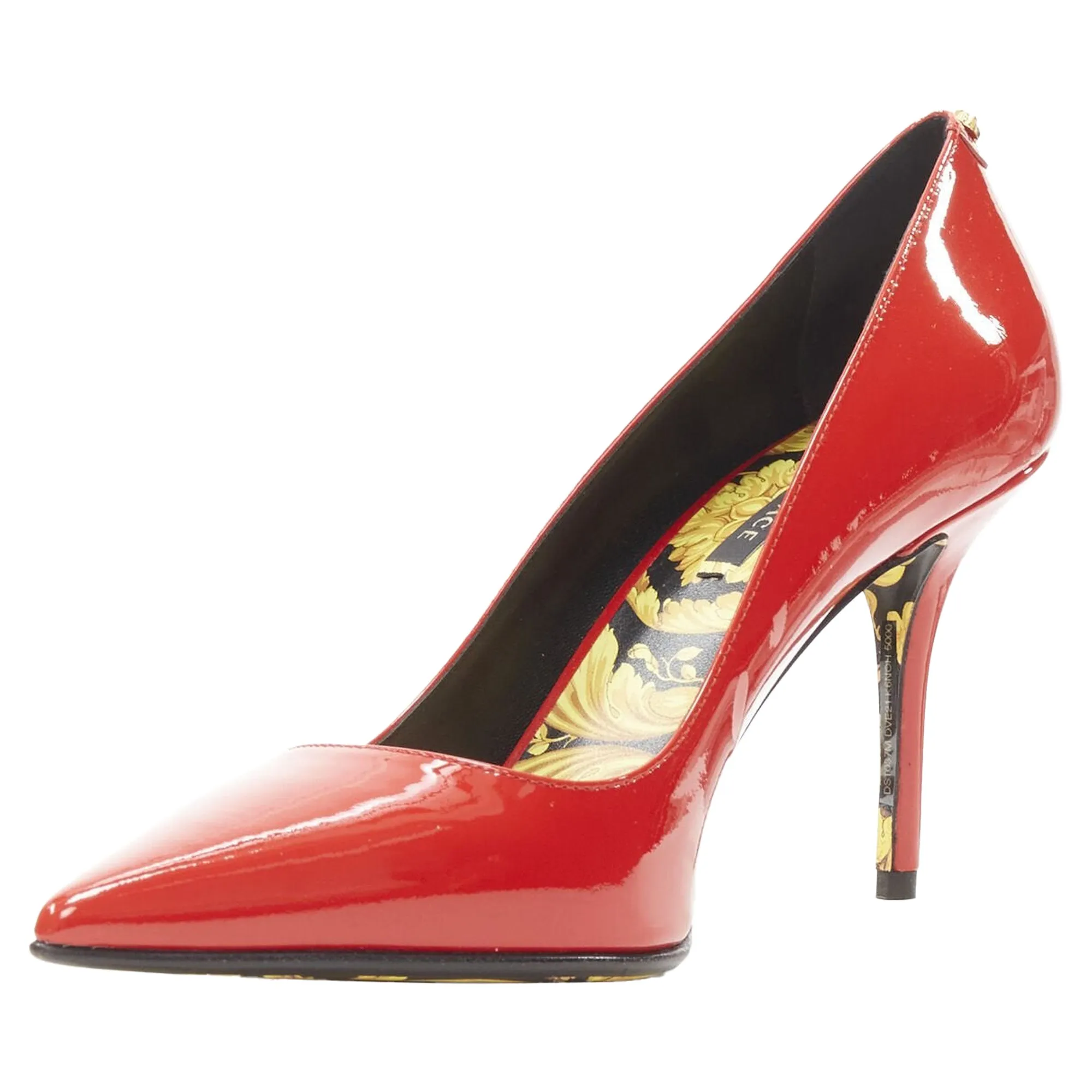 Versace Hibiscus Barocco Gold Sole Medusa Stud Pump
