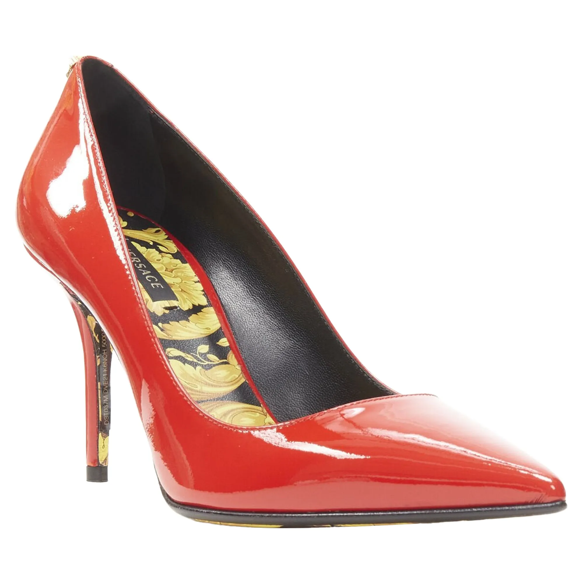 Versace Hibiscus Barocco Gold Sole Medusa Stud Pump