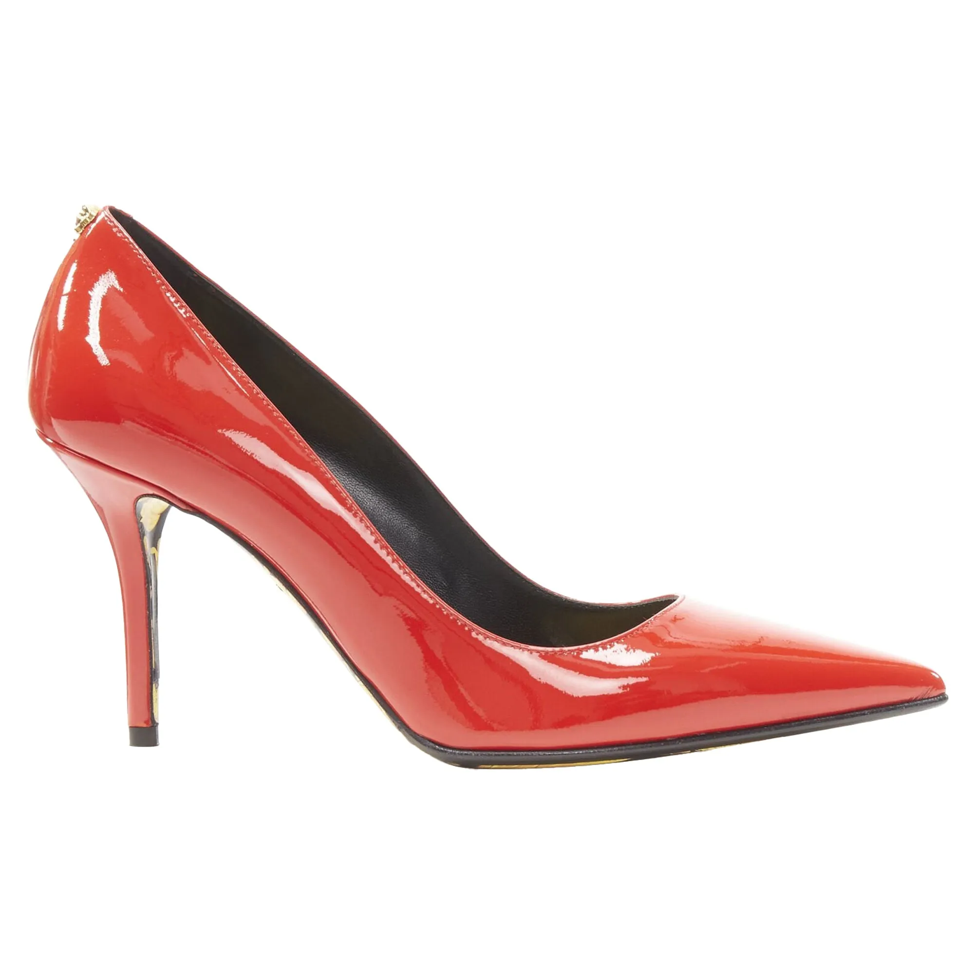 Versace Hibiscus Barocco Gold Sole Medusa Stud Pump