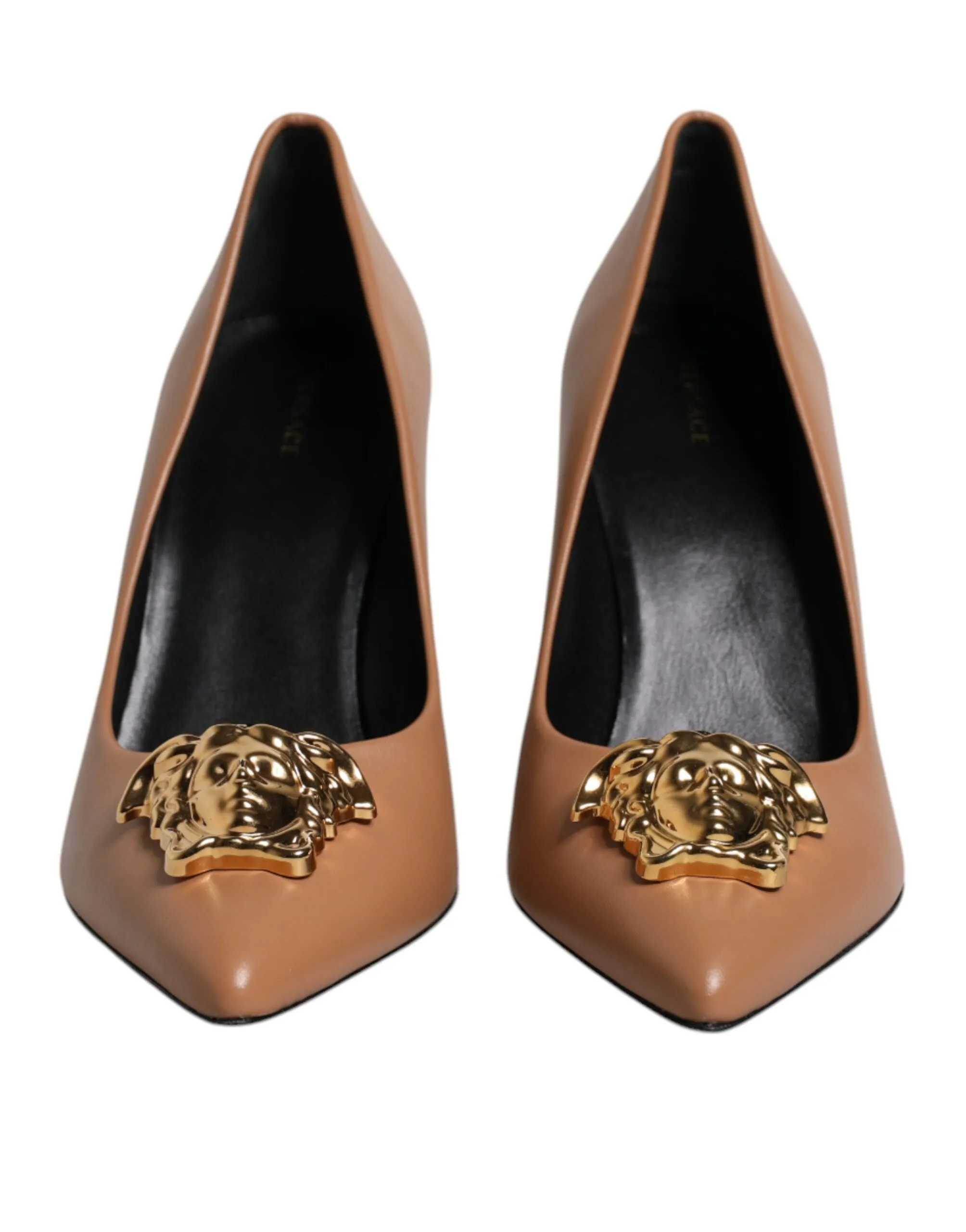 Versace  Leather Logo Plaque High Heels Pumps Women's Shoes