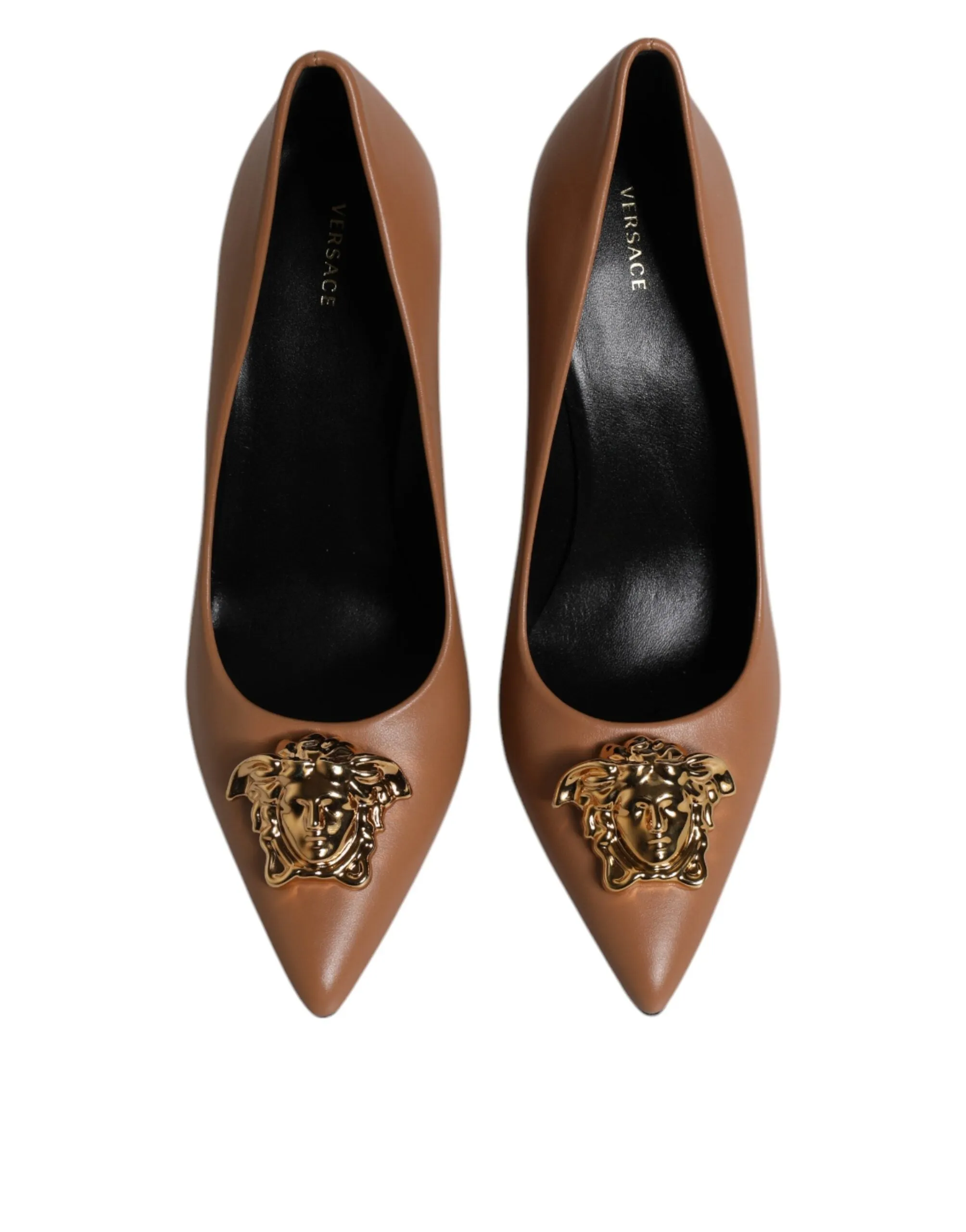 Versace  Leather Logo Plaque High Heels Pumps Women's Shoes