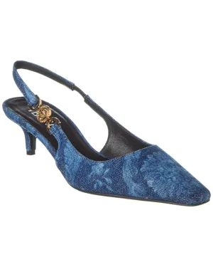 Versace Medusa Denim Slingback Pump