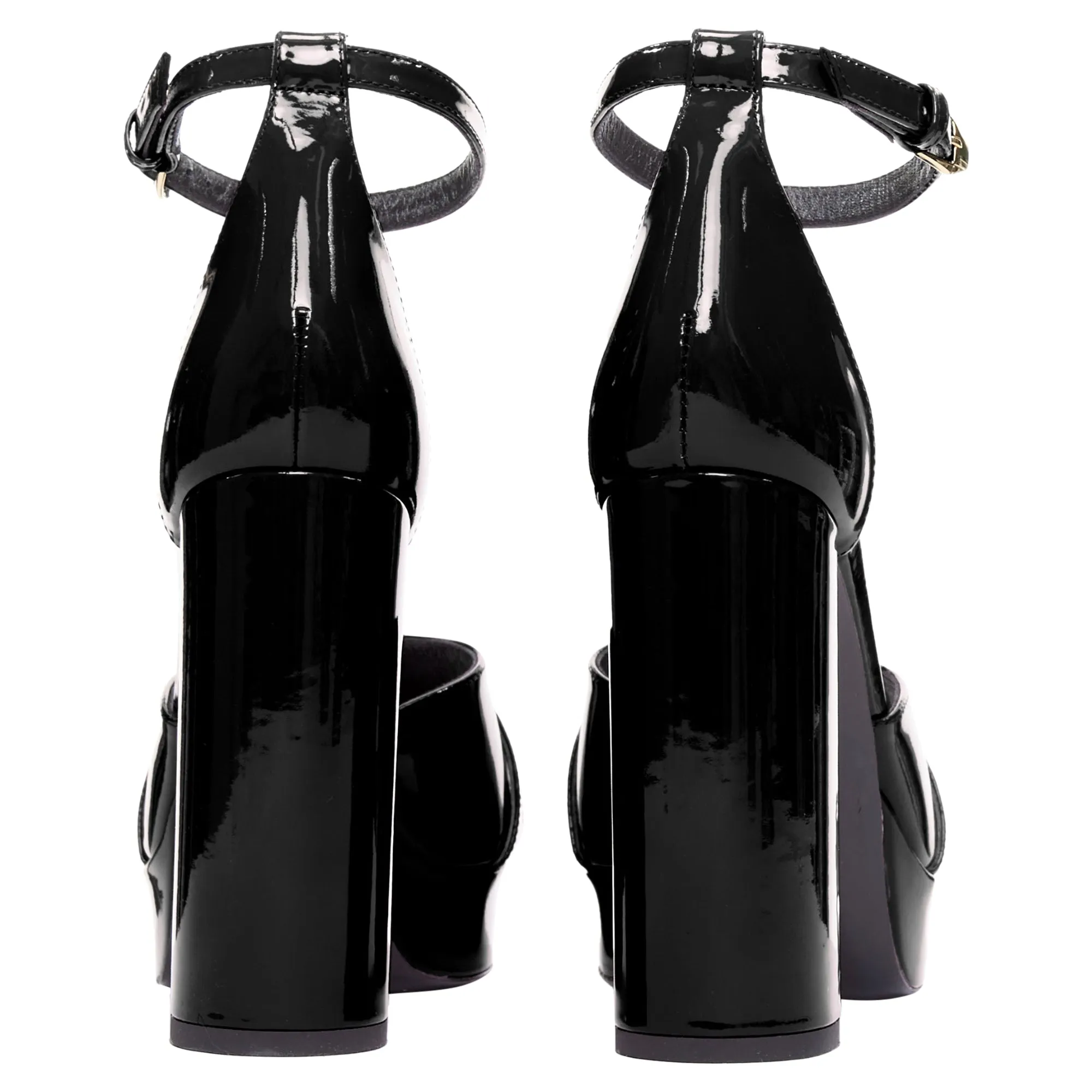 Versace Tribute Patent Medusa Open Toe Platform Sandal