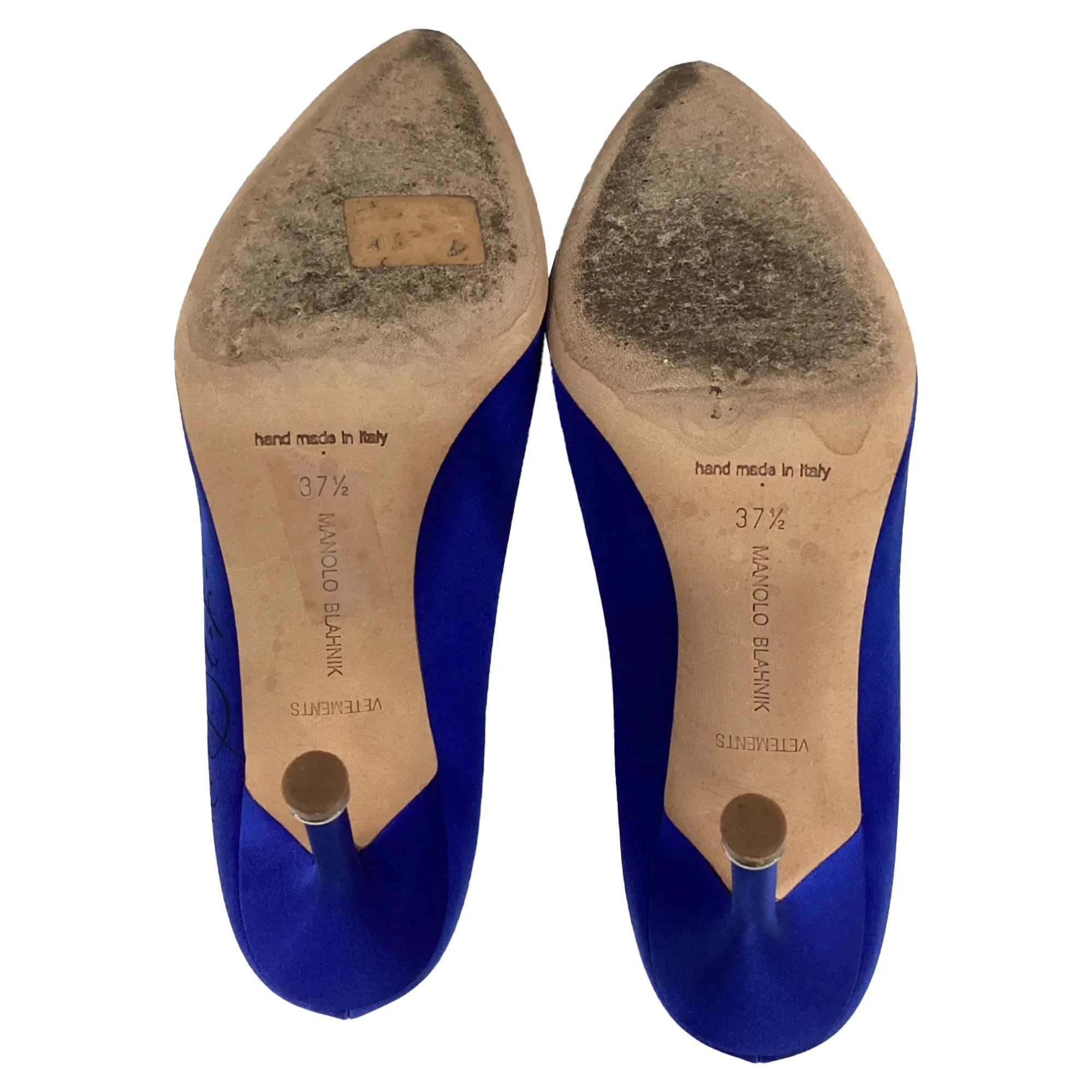 Vetements x Manolo Blahnik Signed Pointed Pumps in Blue Satin