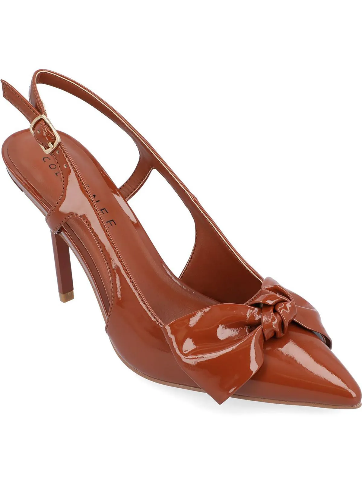 VIERA Womens Patent Leather Slingback Pumps