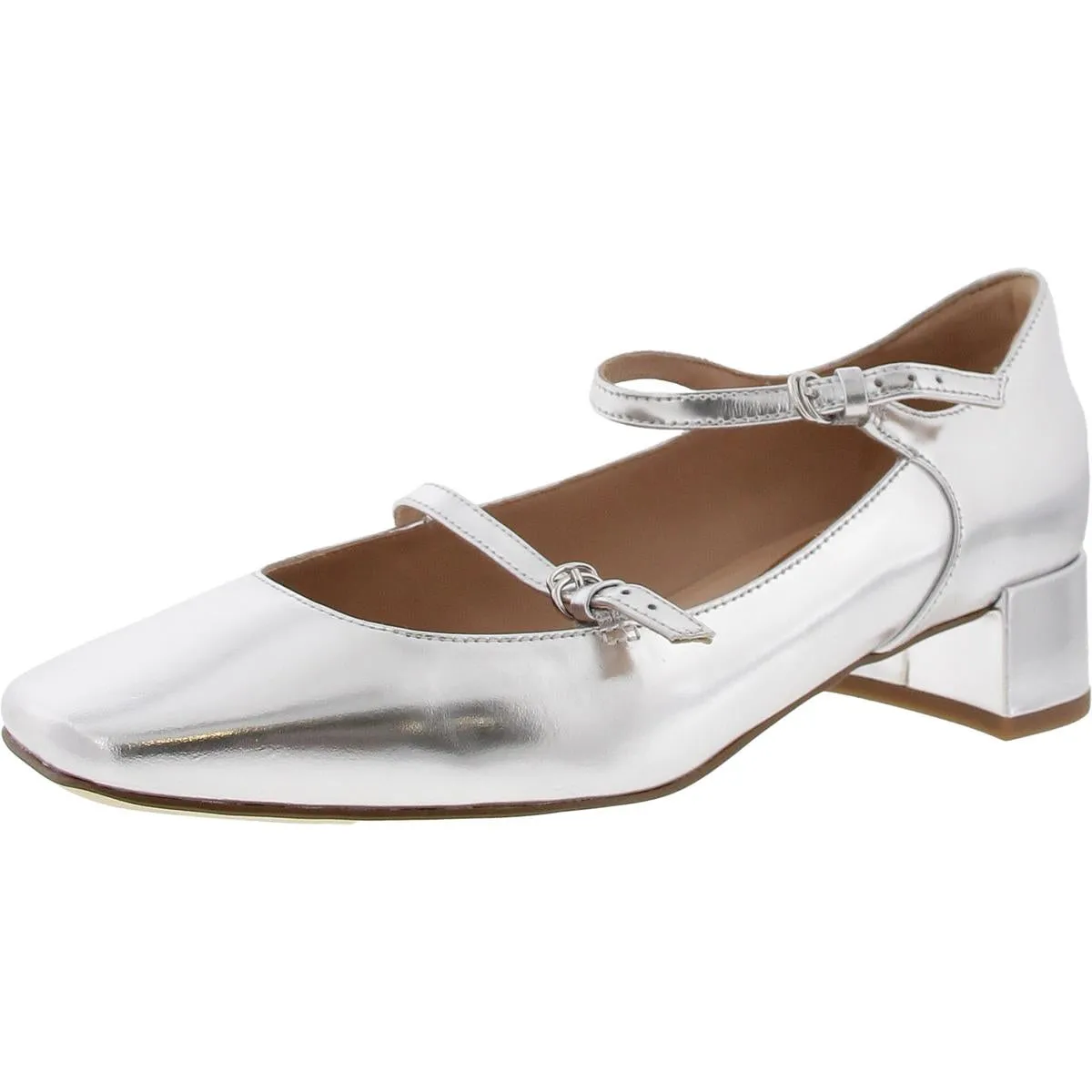 W30970 Womens Block Heel Leather Mary Jane Heels