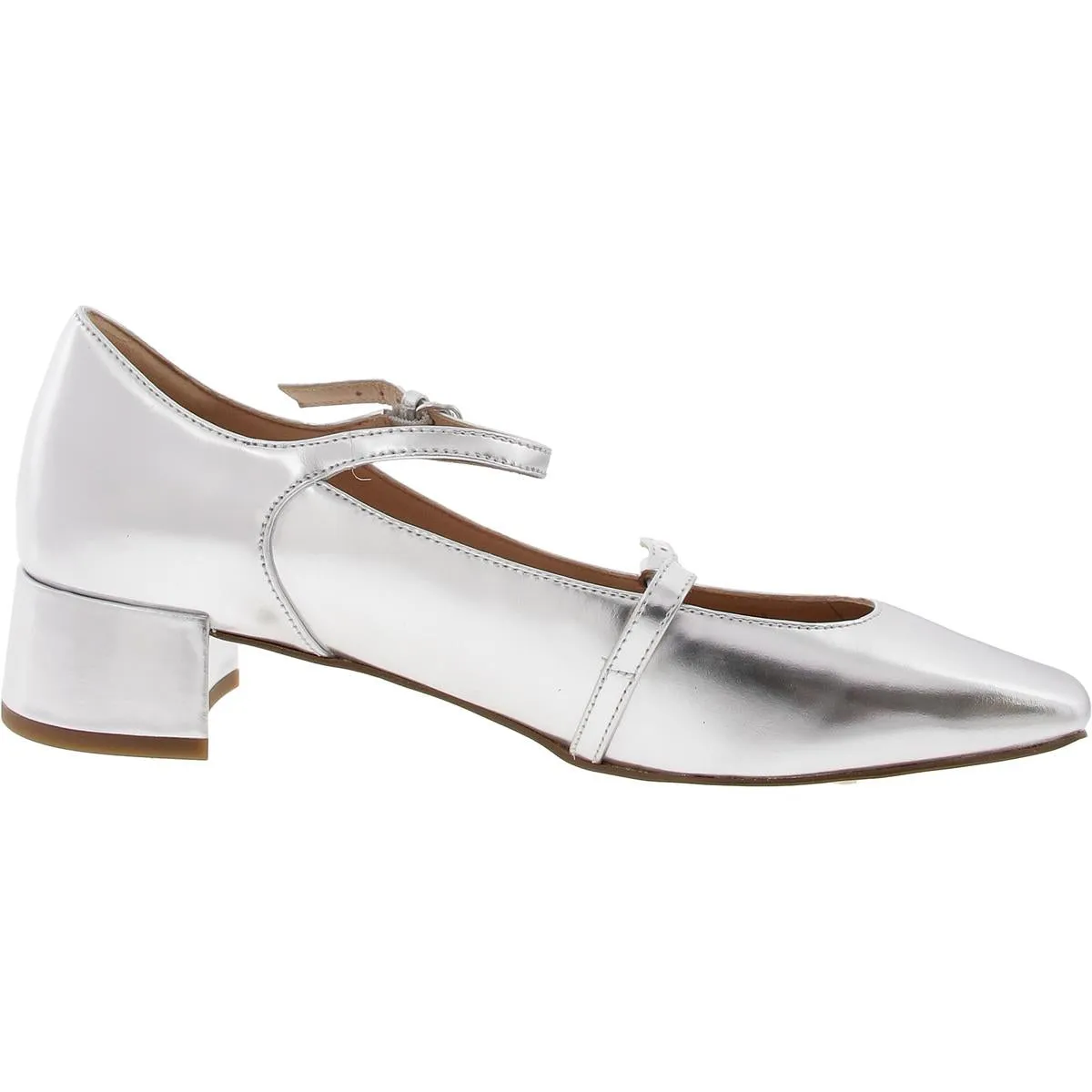 W30970 Womens Block Heel Leather Mary Jane Heels
