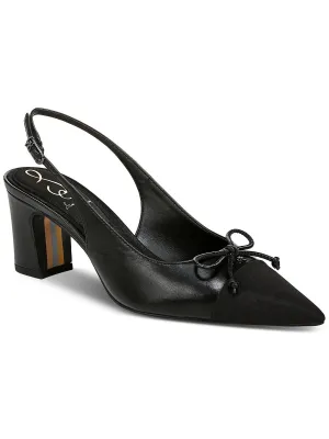 Willette Womens Leather Block Heel Slingback Heels