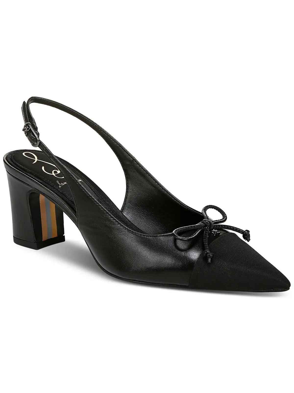 Willette Womens Leather Block Heel Slingback Heels