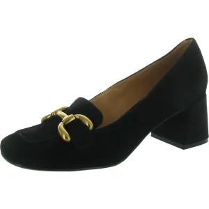WNVEEPE Womens Block Heel Leather Loafer Heels