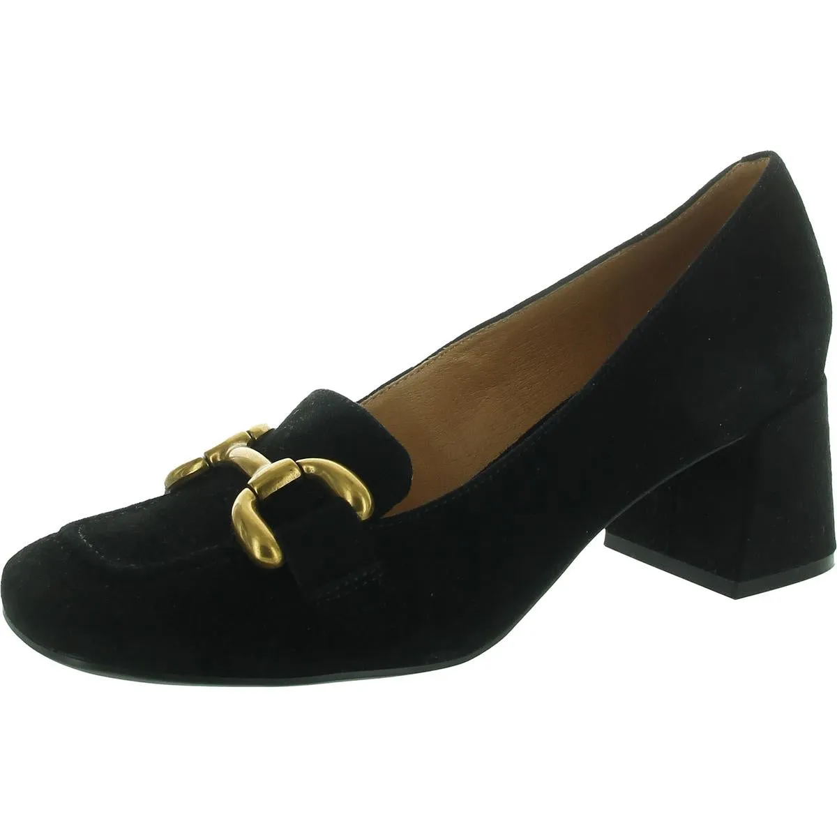 WNVEEPE Womens Block Heel Leather Loafer Heels