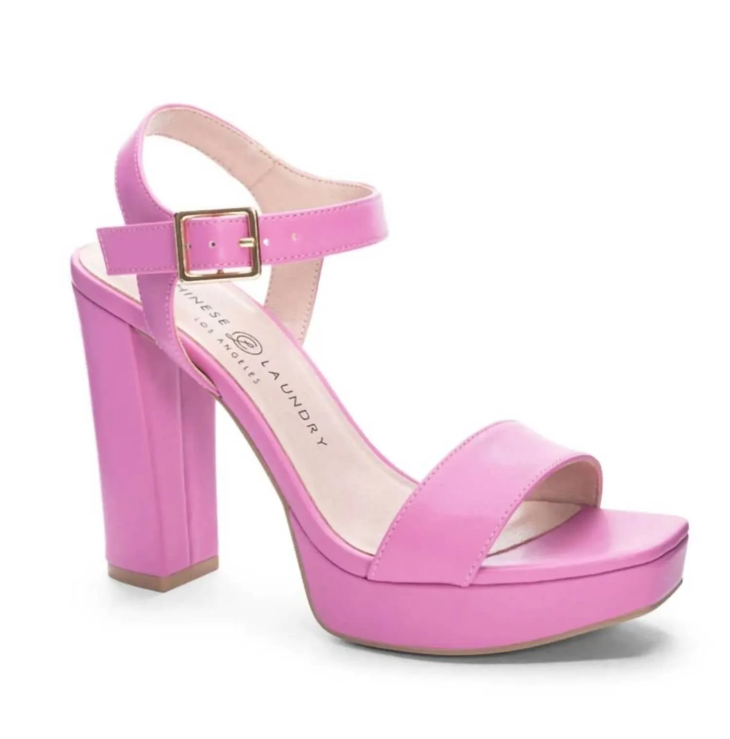 Women's Ankle Strap Platform Heels In Pink
