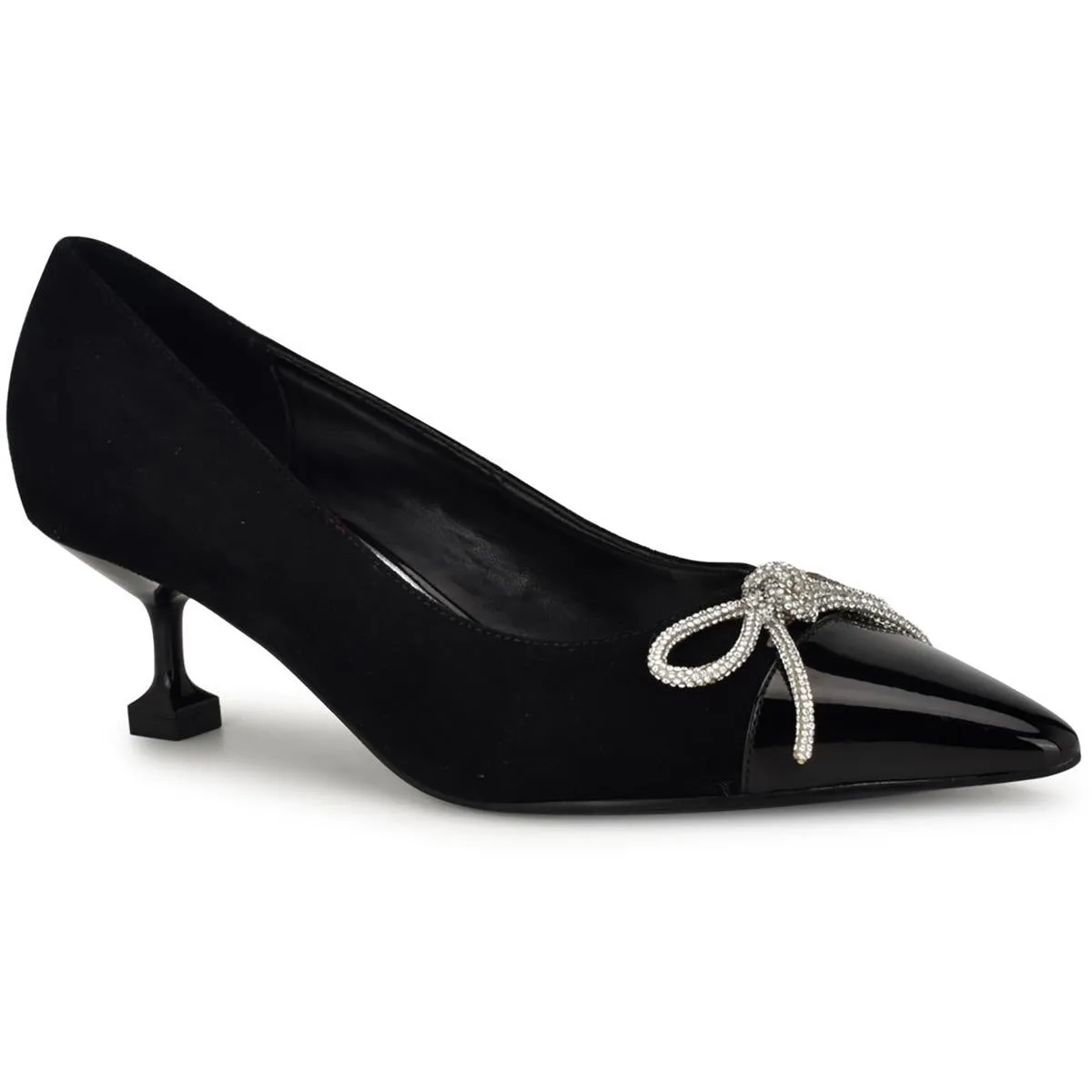 Womens Bow Leather Kitten Heels