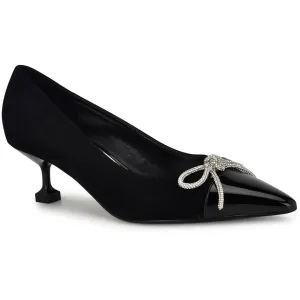 Womens Bow Leather Kitten Heels